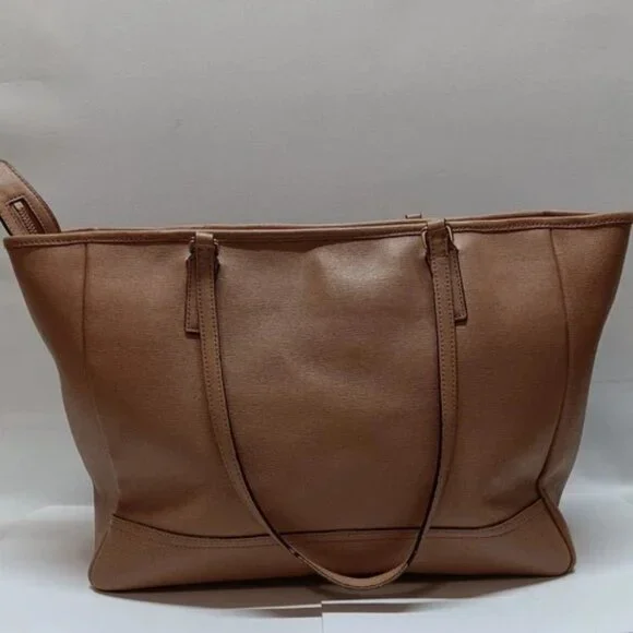 Coach East West City Tote Bag F23576 Tan Beige Saffiano Leather Shoulderbag GUC - Picture 3 of 16